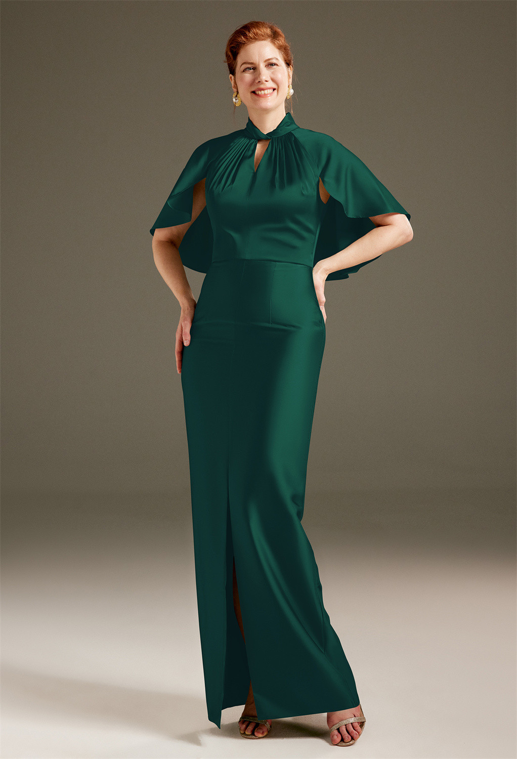 AW Luster Hunter Green  Mother of The Bride Dresses With Wraps